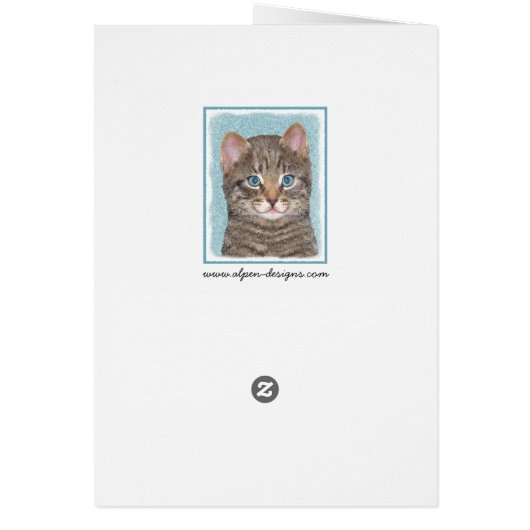 Tabby Gris Peinture Chat - Cute Original Art Chat (Dos)