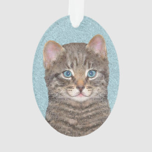 Tabby Gris Peinture Chat - Cute Original Art Chat