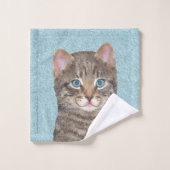 Tabby Gris Peinture Chat - Cute Original Art Chat (Gant de toilette)
