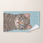 Tabby Gris Peinture Chat - Cute Original Art Chat (Serviette à main)