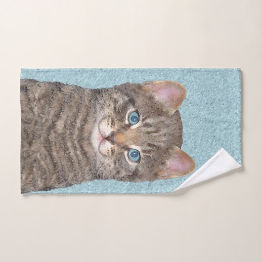 Tabby Gris Peinture Chat - Cute Original Art Chat (Serviette à main)