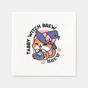Tabby Heksenbrouwsel – Cute Halloween Kattendesign Servet