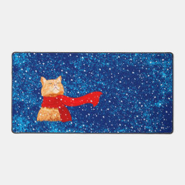 Tabby houdt van sneeuw bureaumat