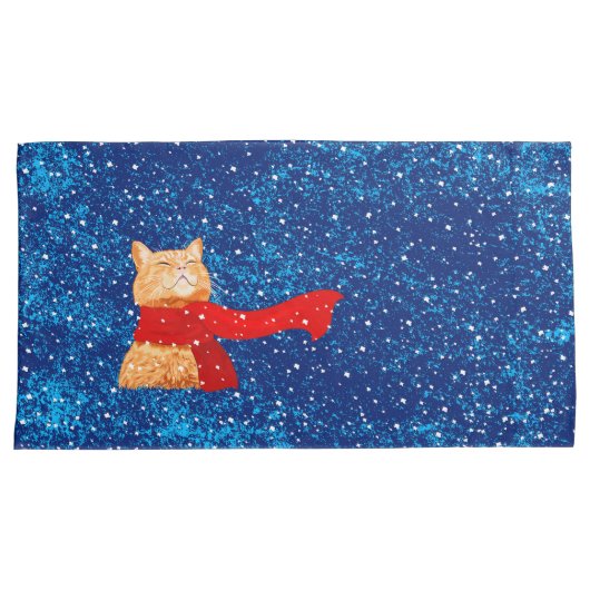 Tabby houdt van sneeuw kussensloop (Voorkant-Rechts)