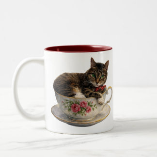 Tabby in een theekopje tweekleurige koffiemok