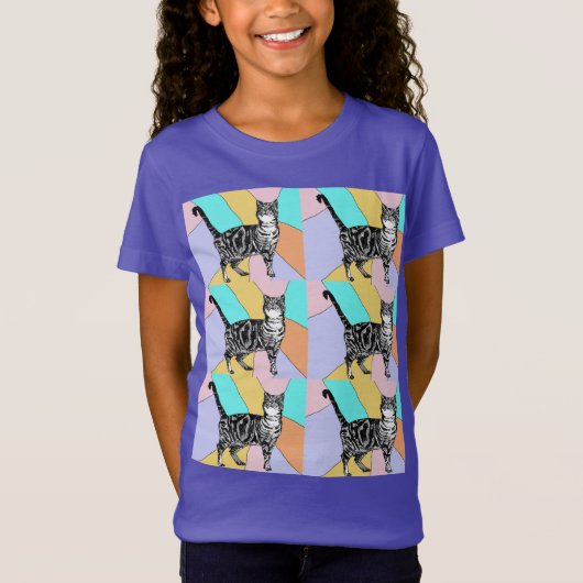 Tabby Kat katten schattige gestreepte huisdieren T T-shirt (Voorkant)