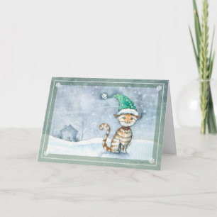Tabby Kat Kerst Kaart door Molly Harrison