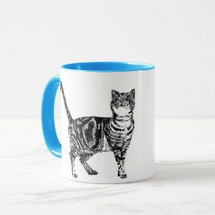 Tabby Kat Kopje Blauw Mok