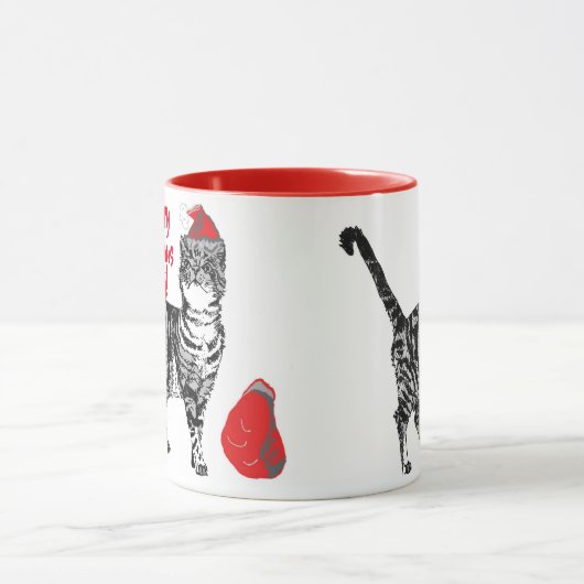 Tabby Kat Merry Catsmus Rode Kerstmok Mok (Midden)