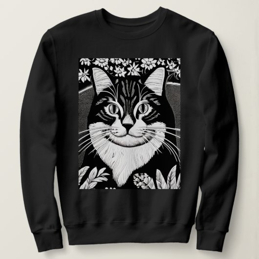 Tabby kat omringd met bloemen trui (Design voorkant)