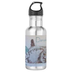 Tabby Kat Schattig Aqua Spelen Vrouwen Meisjes Waterfles