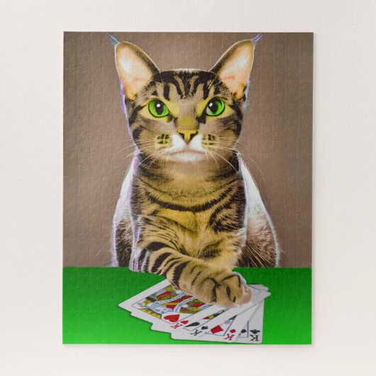 Tabby Kat Spelen Poker Legpuzzel (Verticaal)