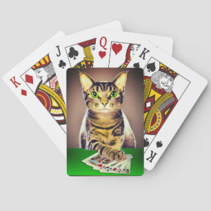 Tabby Kat Spelen Poker Pokerkaarten