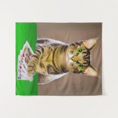 Tabby Kat Spelen Poker Wandkleed (Voorkant (horizontaal))
