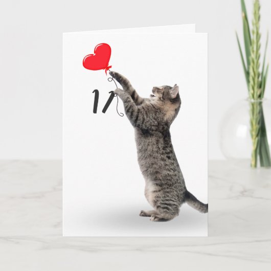 Tabby Kat voor 11e verjaardag Kaart (Voorkant)