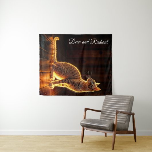 Tabby kat warme verlichting dier gloeiende aura wandkleed (In Situ (horizontaal))