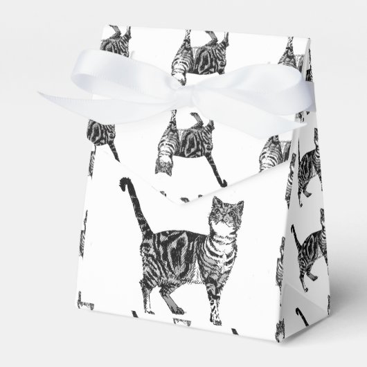 Tabby Kat Zwart Verjaardagsfeestje Cake Favor Box Bedankdoosjes (Voorkant Zijde)