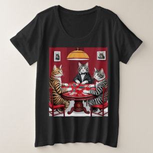 Tabby katten spelen poker grote maat t-shirt