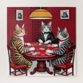 Tabby katten spelen poker legpuzzel (Verticaal)