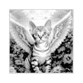 Tabby Kitten Angel Wings Halo Rubberstempel (Afrduk)