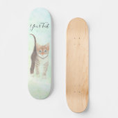 Tabby Kitten Avec Skateboard Texte (Recto)