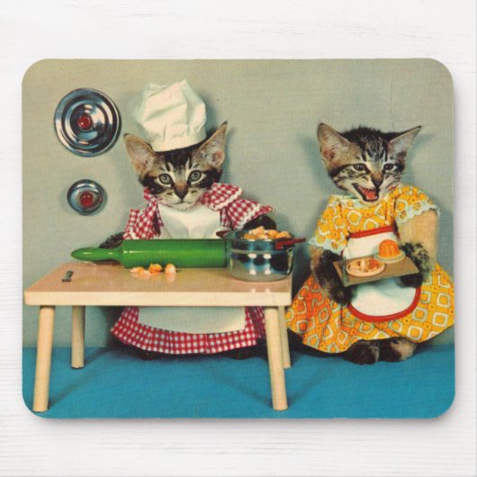 tabby kitten chef. en tabby kitten assistent muismat (Voorkant)
