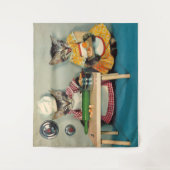 tabby kitten chef. en tabby kitten assistent wandkleed (Voorkant)