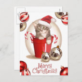 Tabby Kitten Kerstmis Feestdagenkaart (Voorkant / Achterkant)