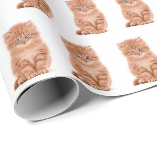 Tabby Kitten op wit Cadeaupapier (Rol Hoek)
