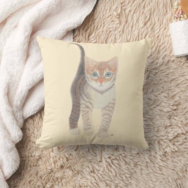 Tabby Kitten Oreiller Beige pâle (Couverture)