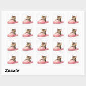 Tabby Kitten Sleeping in a Pink Slipper Vierkante Sticker (Vel)
