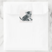 Tabby Kitten Vierkante Sticker (Tas)