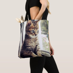Tabby Kitten Watching Tote Bag
