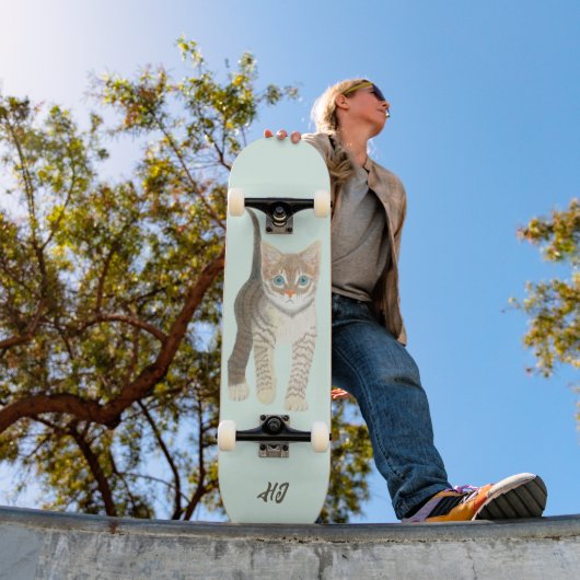 Tabby Kitten With Text Skateboard (Extérieur 1)