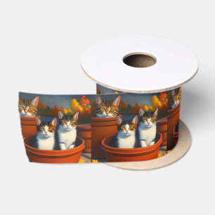 Tabby Kittens in potten olieverf, Lint