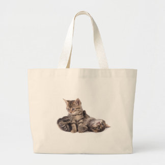 tabby kittens playing grote tote bag