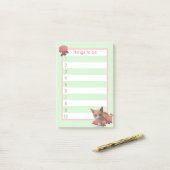 Tabby Kitty Cat en Rozen Post-it® Notes (Op bureau)