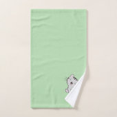 Tabby Kitty Cat & Name Text op Light Green Bad Handdoek (Handdoek)