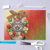 Tabby kitty met kerstmis tissuepapier (Craft)