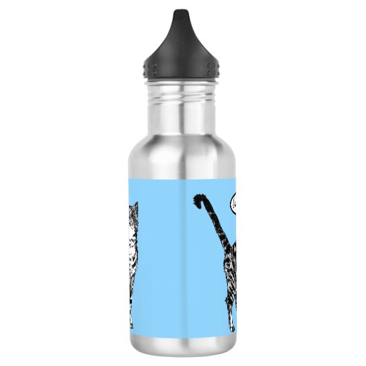 Tabby noir et blanc Chat Chats Bouteille d'eau ble (Gauche)