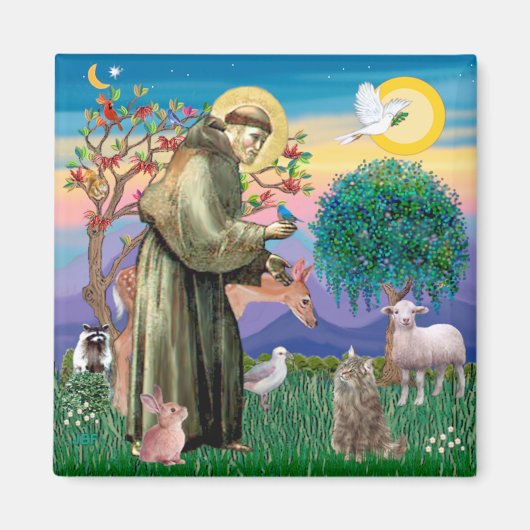 Tabby Norwegian Forest Cat - St Francis Magneet (Voorkant)