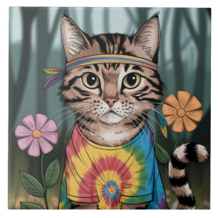 Tabby Peace Chat Carreaux décoratifs