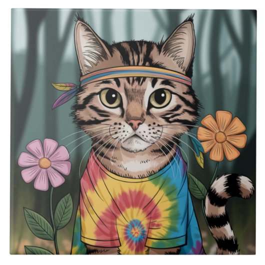 Tabby Peace Chat Carreaux décoratifs (Devant)