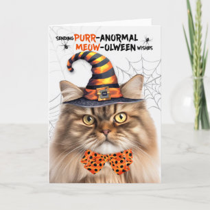 Tabby Perzische Kat PURRanormale MEOWolween Feestdagen Kaart
