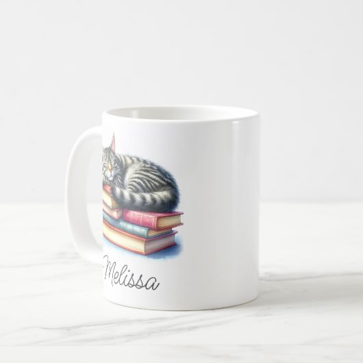 Tabby Tabby Chat Mug avec nom Modèle (Devant gauche)
