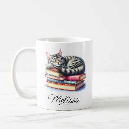 Tabby Tabby Chat Mug avec nom Modèle (Gauche)