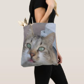 Tabby White Cat Canvas tas (Dichtbij)