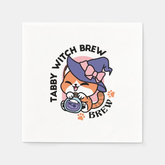 Tabby Witch Brew – Cute Halloween Cat Design Servet (Voorkant)