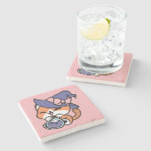 Tabby Witch Brew – Cute Halloween Cat Design Stenen Onderzetter (Zijkant)