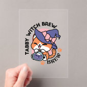 Tabby Witch Brew - Schattige Halloween Cat Design Acryl Uitnodigingen (Insitu (Draagbaar))